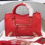 Balenciaga Small Classic City Shoulder Bag Metallic Edge Goatskin In Red